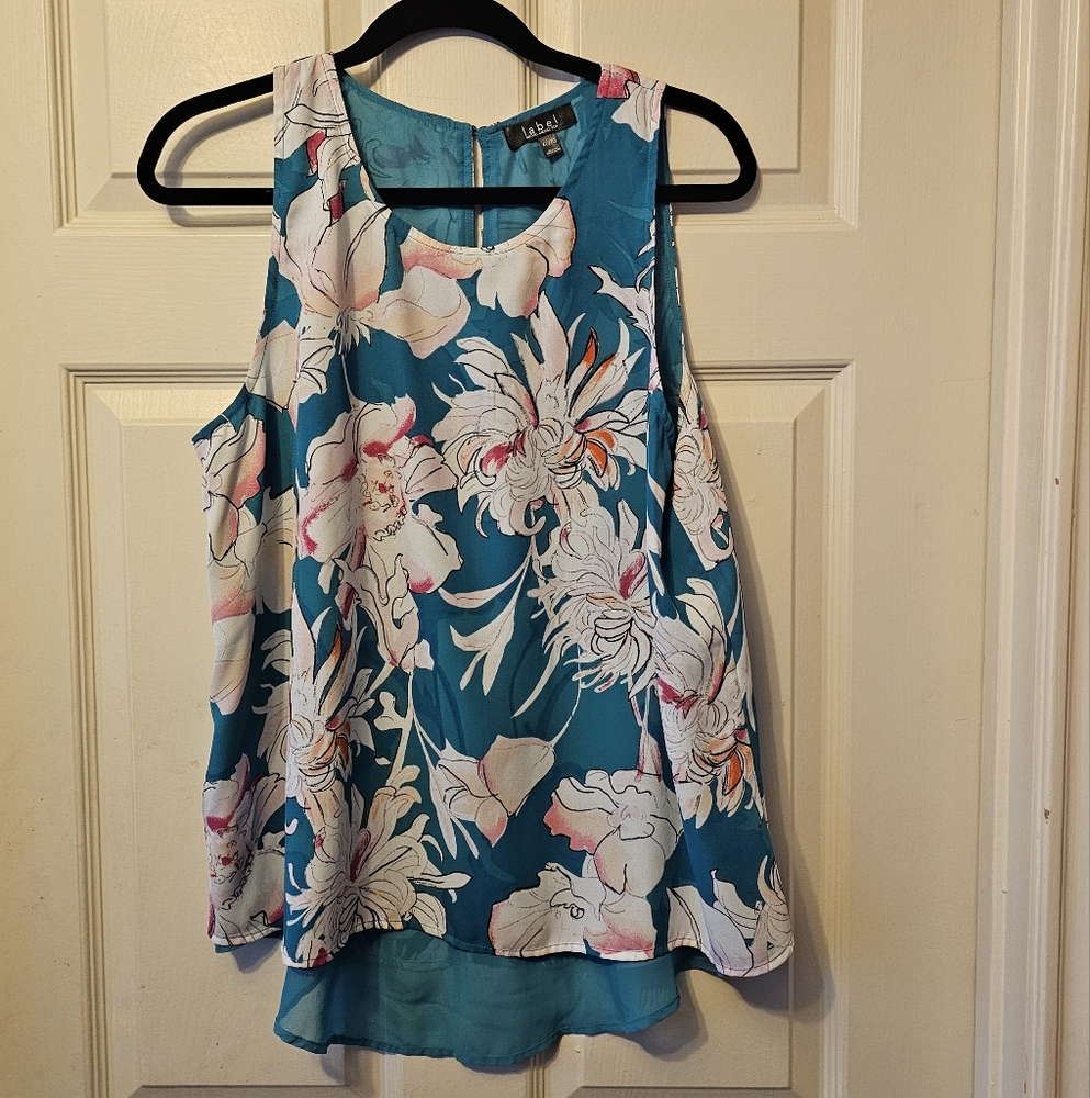 Teal Floral Women's Top. XL